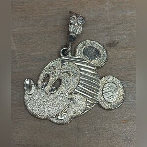 Vintage Mickey Mouse Head Pendant, Silver Tone 1.5 inches